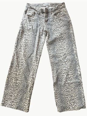 Leopard Print Wide Leg Disclosure Jeans Women’s Size 27